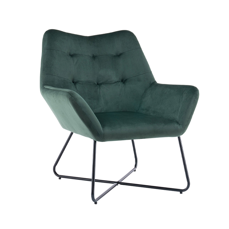 Turio Chair With Armrest Forest Green Velvet Effect 750x865x800mm - Image 4