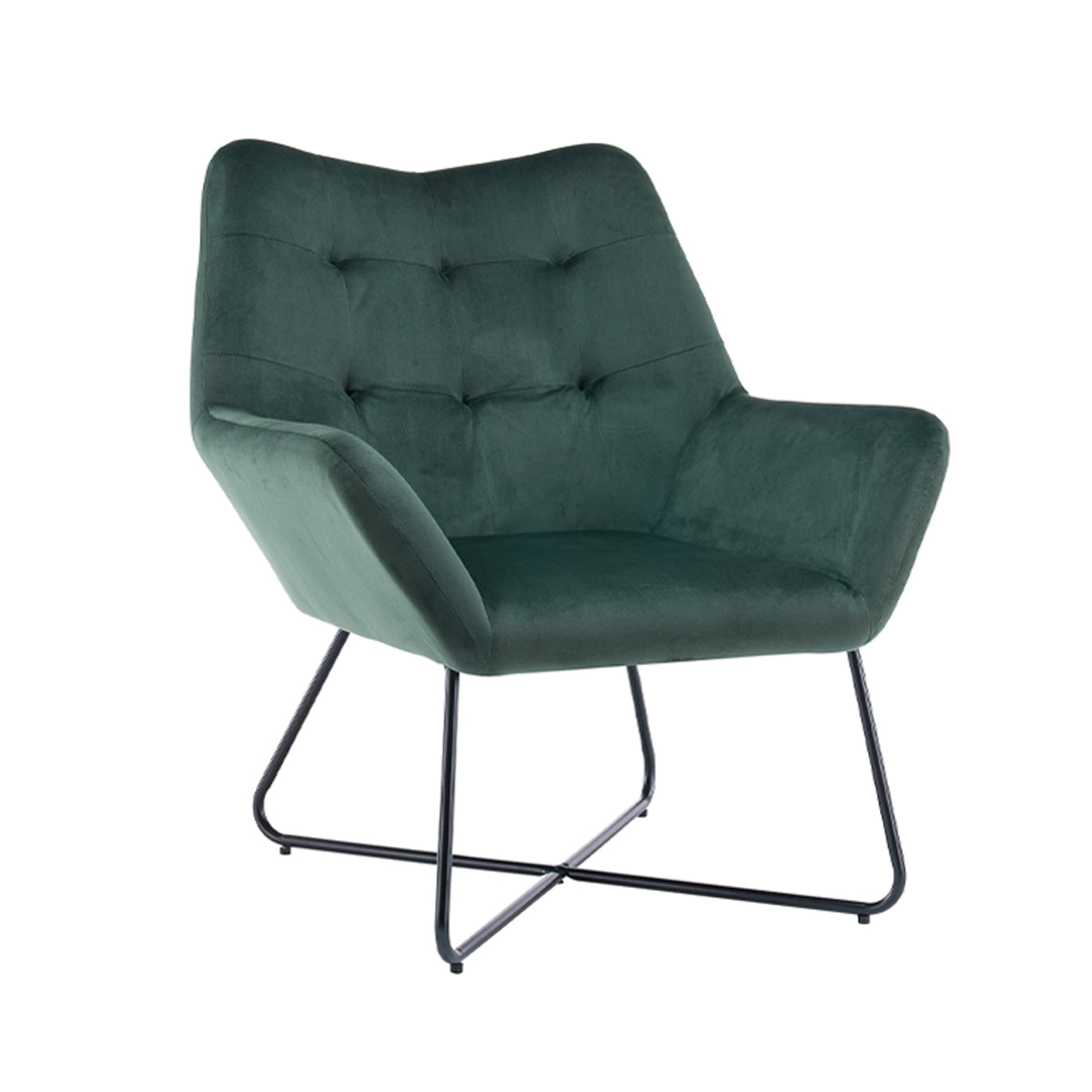 Turio Chair With Armrest Forest Green Velvet Effect 750x865x800mm - Image 4