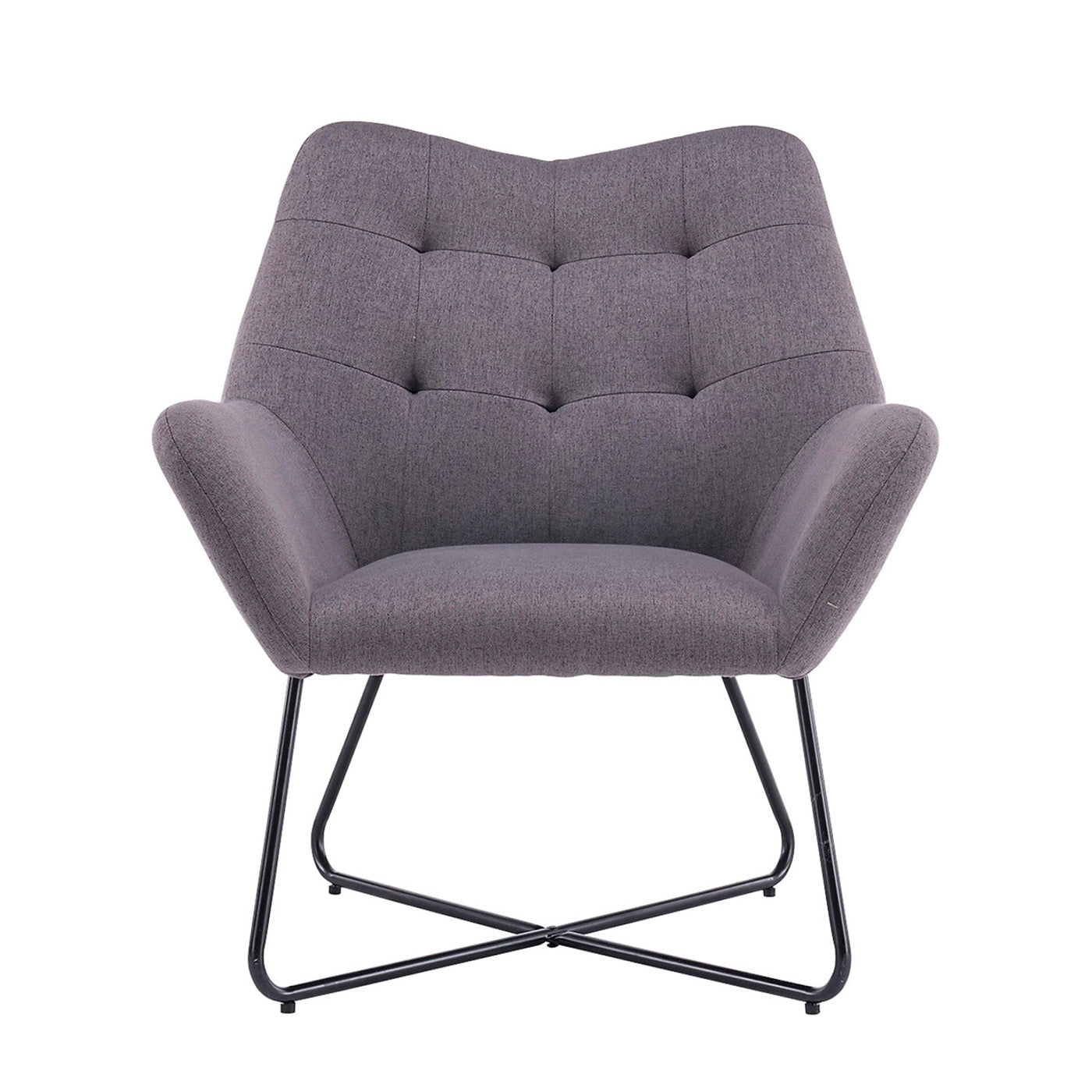 Turio Stone Grey Linen Effect Chair With Black Metal Legs H865mm W750mm D800mm - Image 1