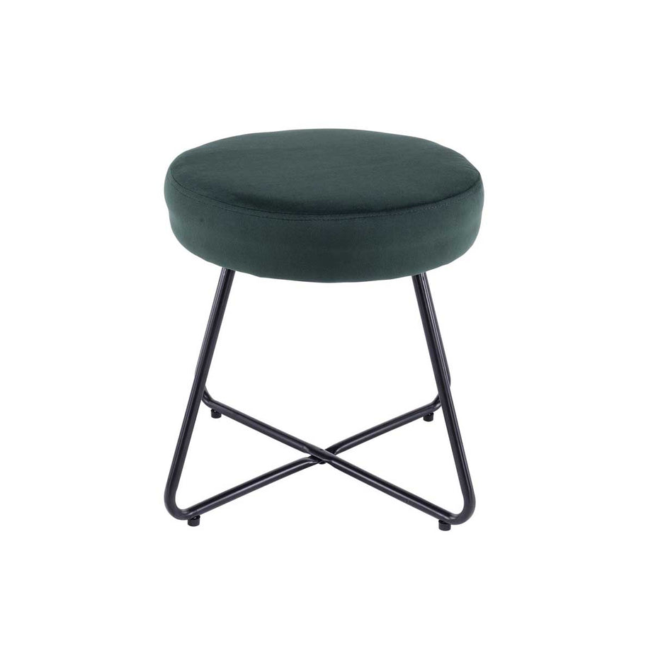 Foot Stool Chair Dressing Table Round Green Velvet Effect Foam Comfort Modern - Image 1