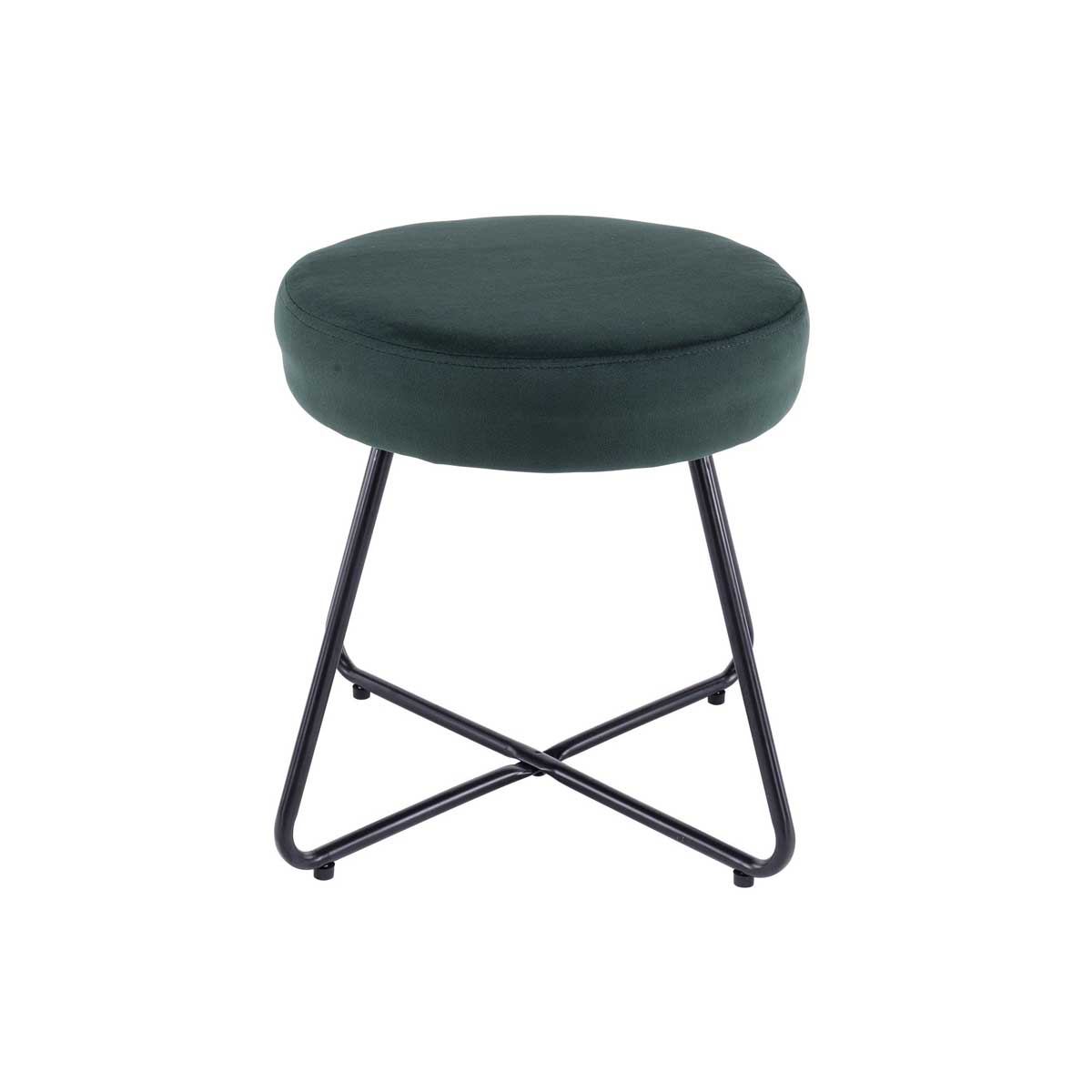 Foot Stool Chair Dressing Table Round Green Velvet Effect Foam Comfort Modern - Image 1