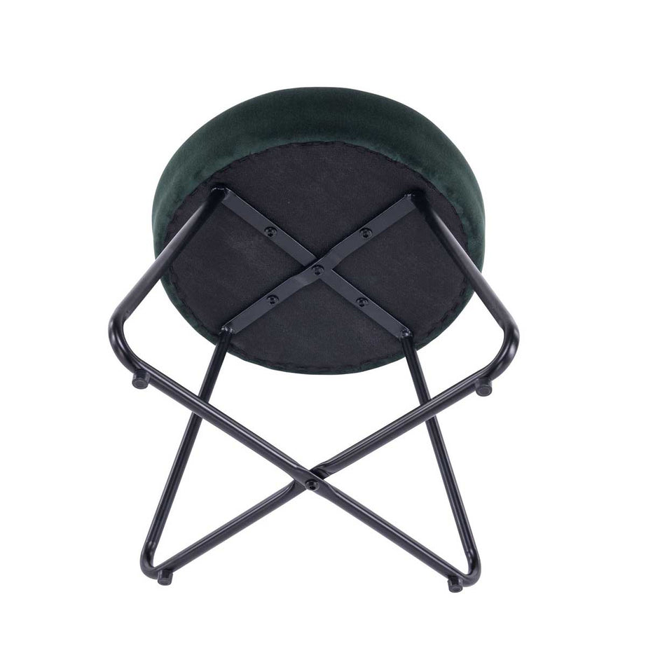 Padded Stool Chair Dressing Table Round Green Velvet Effect Foam Comfort Modern - Image 4