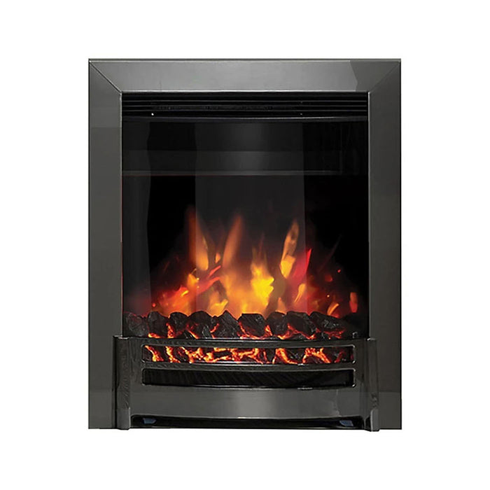 Electric Fire Inset Heater Black Chrome Effect Realistic LED Flames Remote 2kW - Image 1
