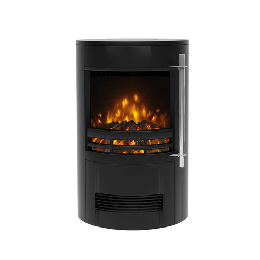Electric Stove Fireplace Heater Freestanding LED Log Flame Effect Black Matt 2kW - Image 1