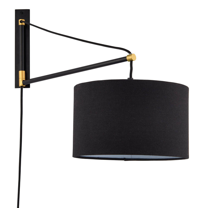 Wall Light Matt Black Fabric Steel Plug-in Bedside Lamp Indoor Industrial - Image 2