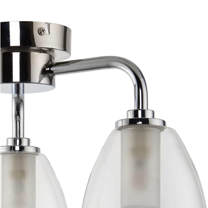 Ceiling Light 3 Way Bathroom Chrome Effect Bell Glass Shades Modern 54W - Image 4