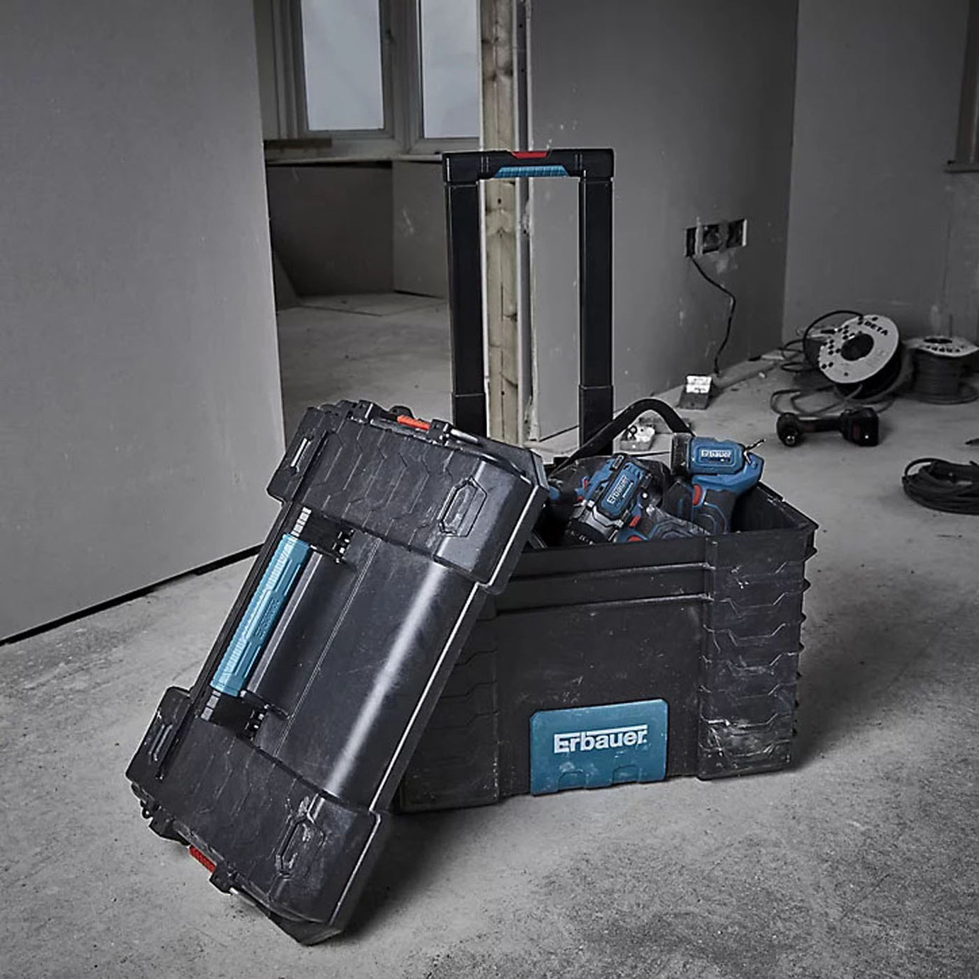 Erbauer Storage Box Toolbox Rolling Heavy Duty Wheeled Stackable 50kg Capacity - Image 5