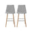 Bar Stool Light Grey Padded Backrest Kitchen Breakfast Bar Chairs Set Of 2 - Image 2