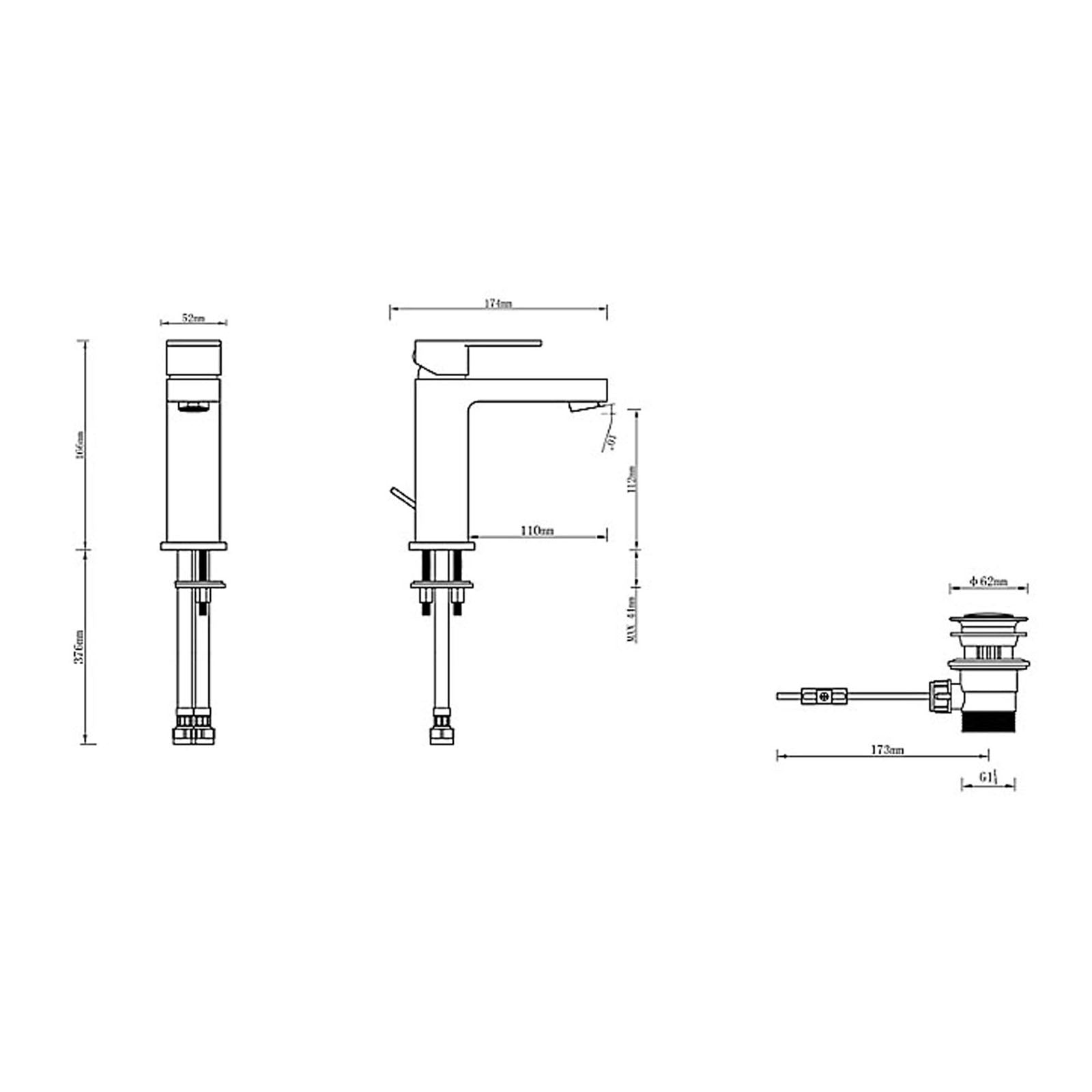 Bathroom Basin Tap Mono Mixer Chrome Single Lever Full Turn Brass Modern - Image 3