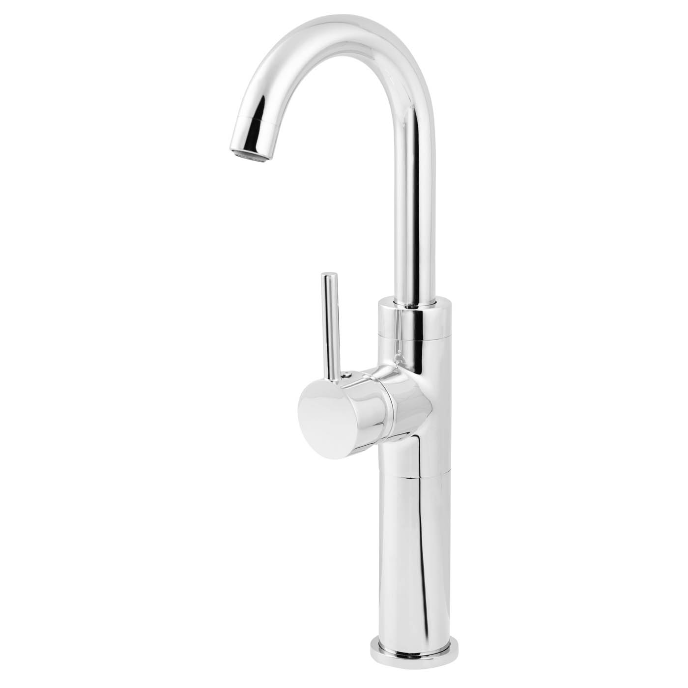 Bathroom Basin Mixer Tap Mono Tall Chrome Finish Single Lever Round Modern - Image 1