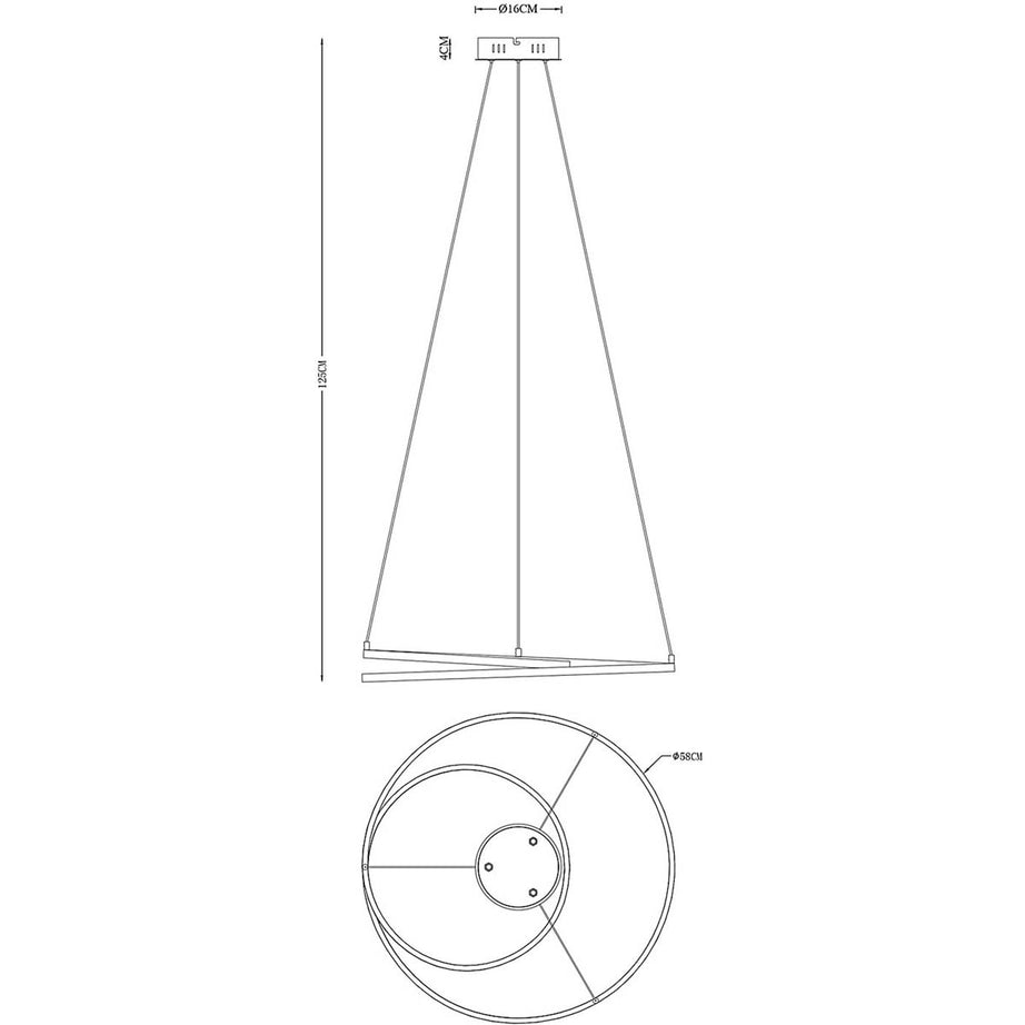 Pendant Ceiling Light Dimmable Warm White Adjustable Chrome Effect (Dia)580mm - Image 6