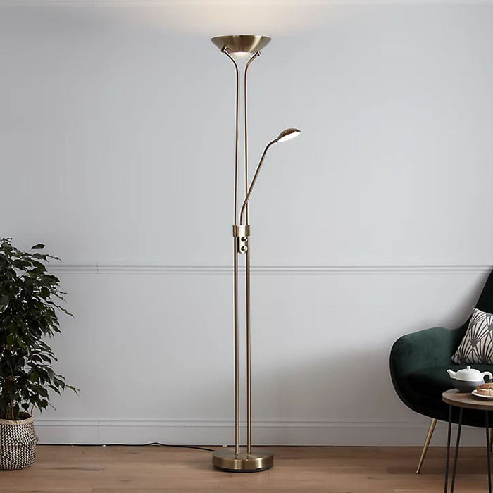 Floor Lamp Light Mother And Child Adjustable Head Antique Brass With Bulbs 1.8m - Image 5