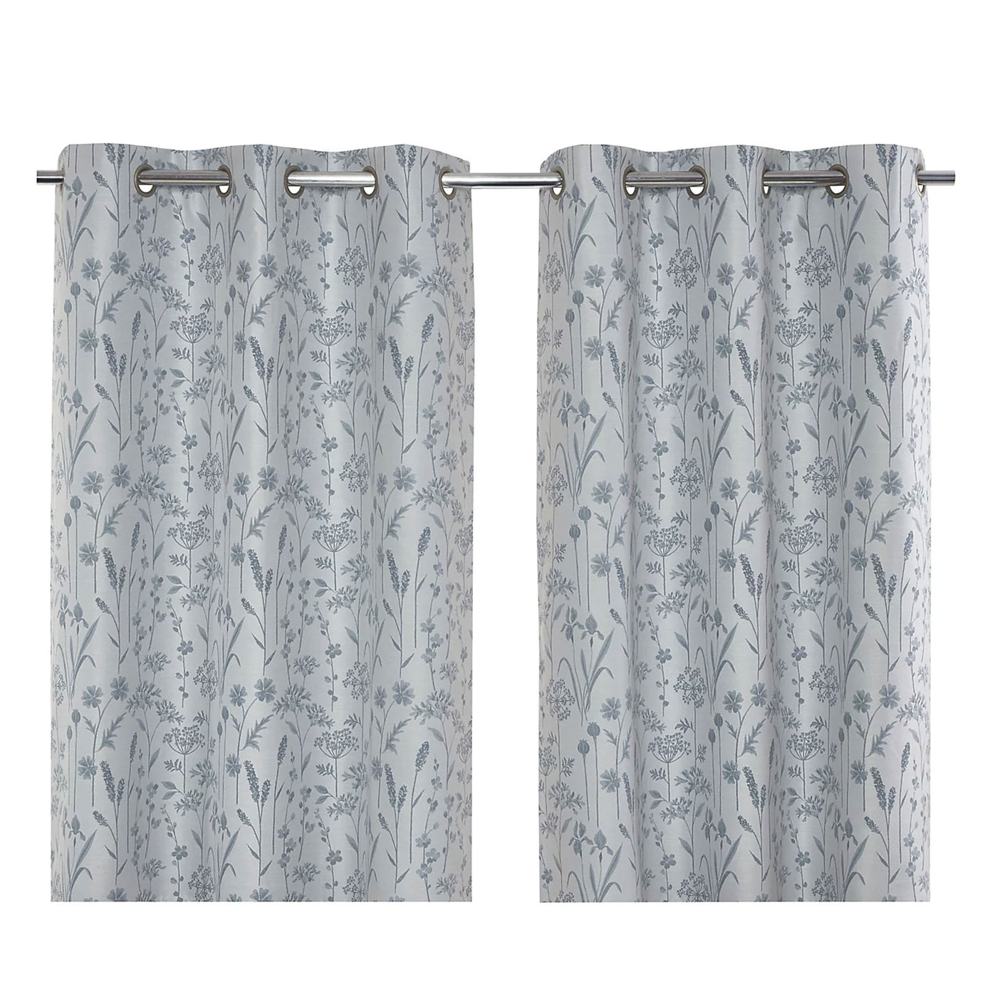 Otema Herbarium Lined Eyelet Curtains Blue 228x228cm Pair - Image 1
