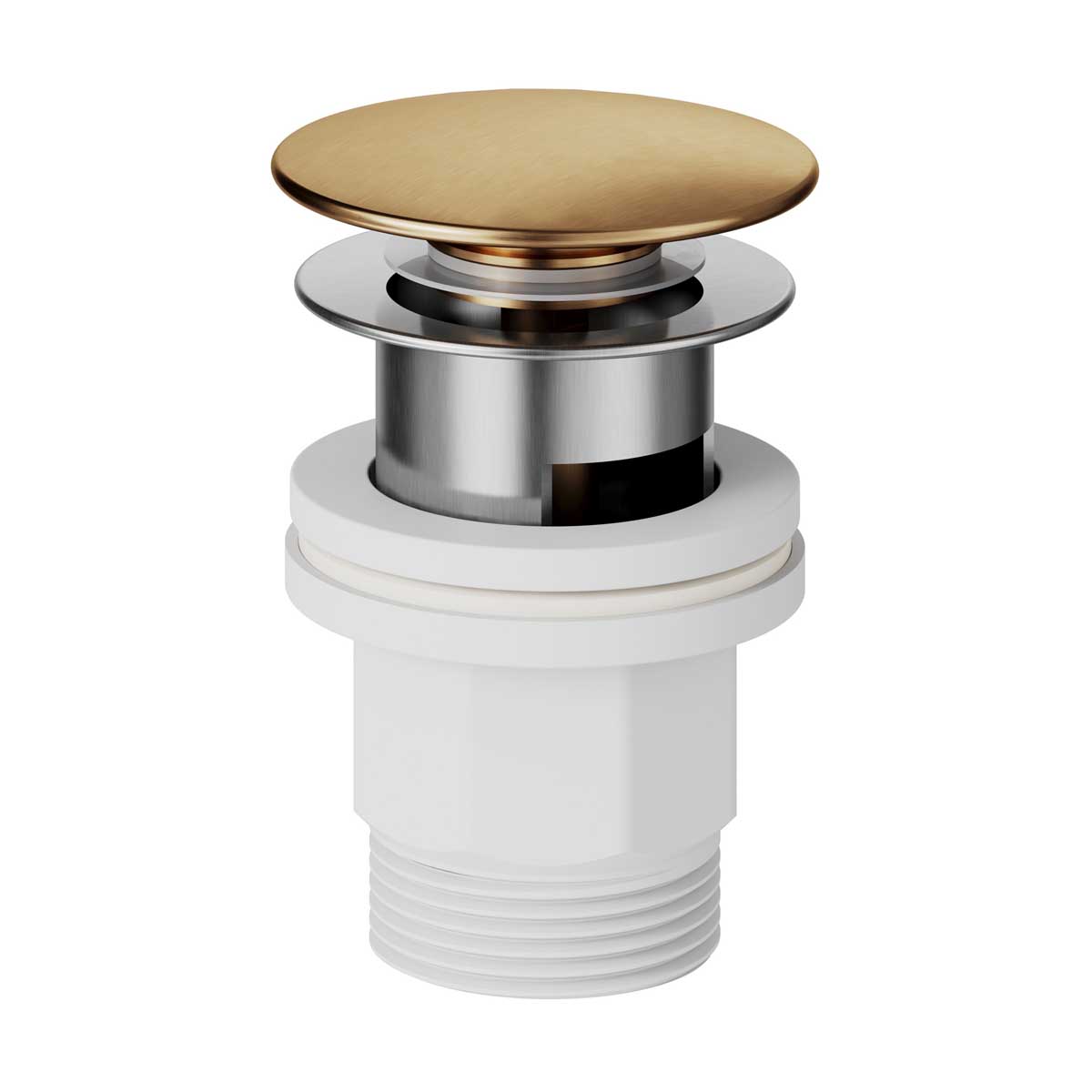 Basin Mono Mixer Tap Satin Brass Effect Round Deck-Mounted Manual Single Lever - Image 2
