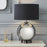 Table Lamp Black Nickel Effect Round Ball Drum Shade Modern Smoke Finish - Image 3