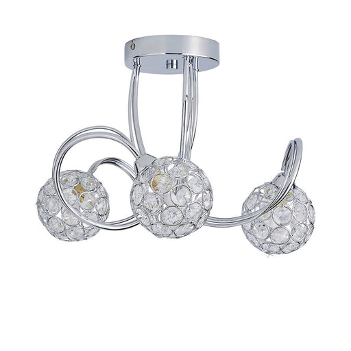 Ceiling Light LED 3 Lamp Crystal Clear Glass Metal Chrome Effect Modern - Image 1