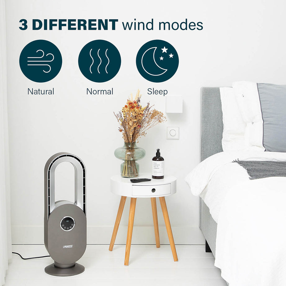 Princess Fan Oscillating Bladeless Cooling LED Remote Control 3 Speed (H)67.5cm - Image 6
