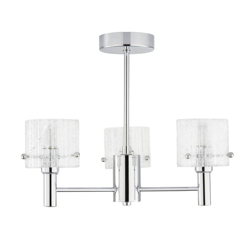 Ceiling Light 3 Way Chrome Cracked Glass Modern Living Room Bedroom Bathroom - Image 1