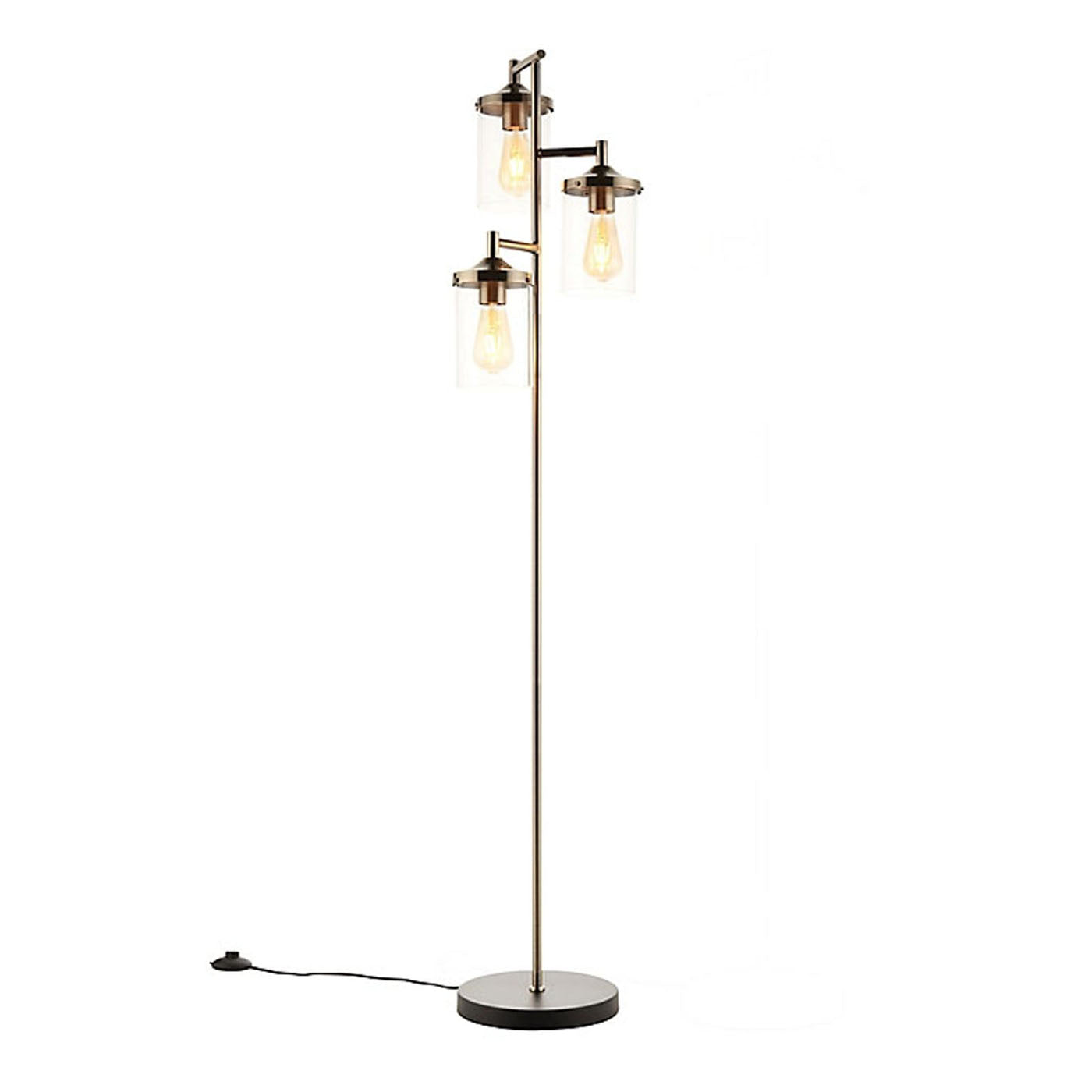 Edinburgh Floor Lamp 3 Light Matt Black Antique Brass Effect Modern  H1520mm - Image 1