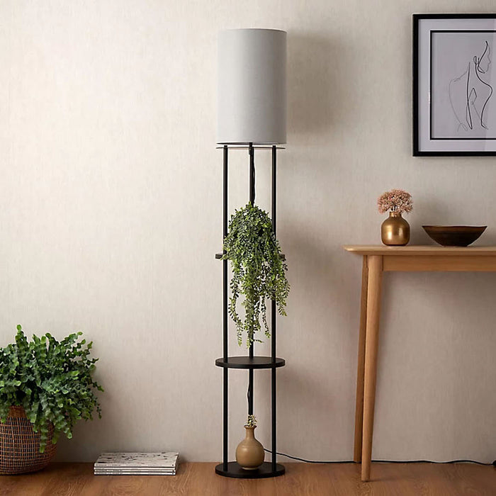 Floor Lamp Matt Black Stylish Contemporary Grey 1 Light Shelves IP20 15W 220V - Image 2