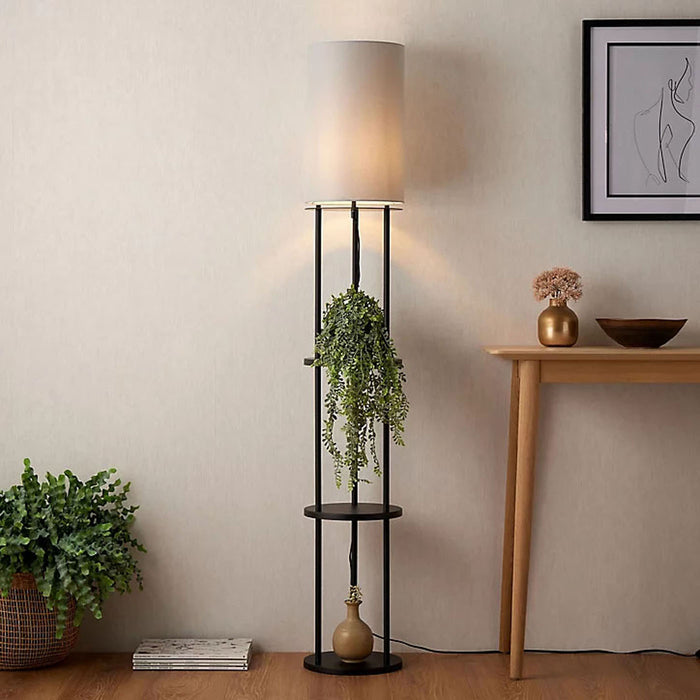 Floor Lamp Matt Black Stylish Contemporary Grey 1 Light Shelves IP20 15W 220V - Image 3