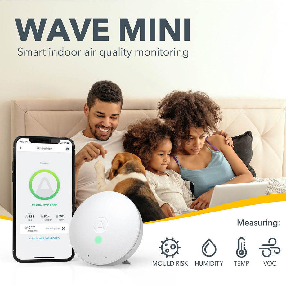 Airthings Air Quality Monitor Mini Smart White Colour Indicator Wireless 50m³ - Image 7