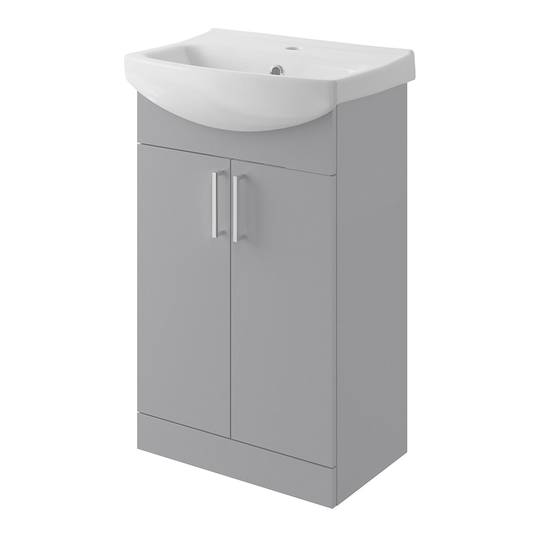 Bathroom Vanity Unit Basin Sink Ceramic Cabinet Gloss Grey Freestanding Storage - Image 1