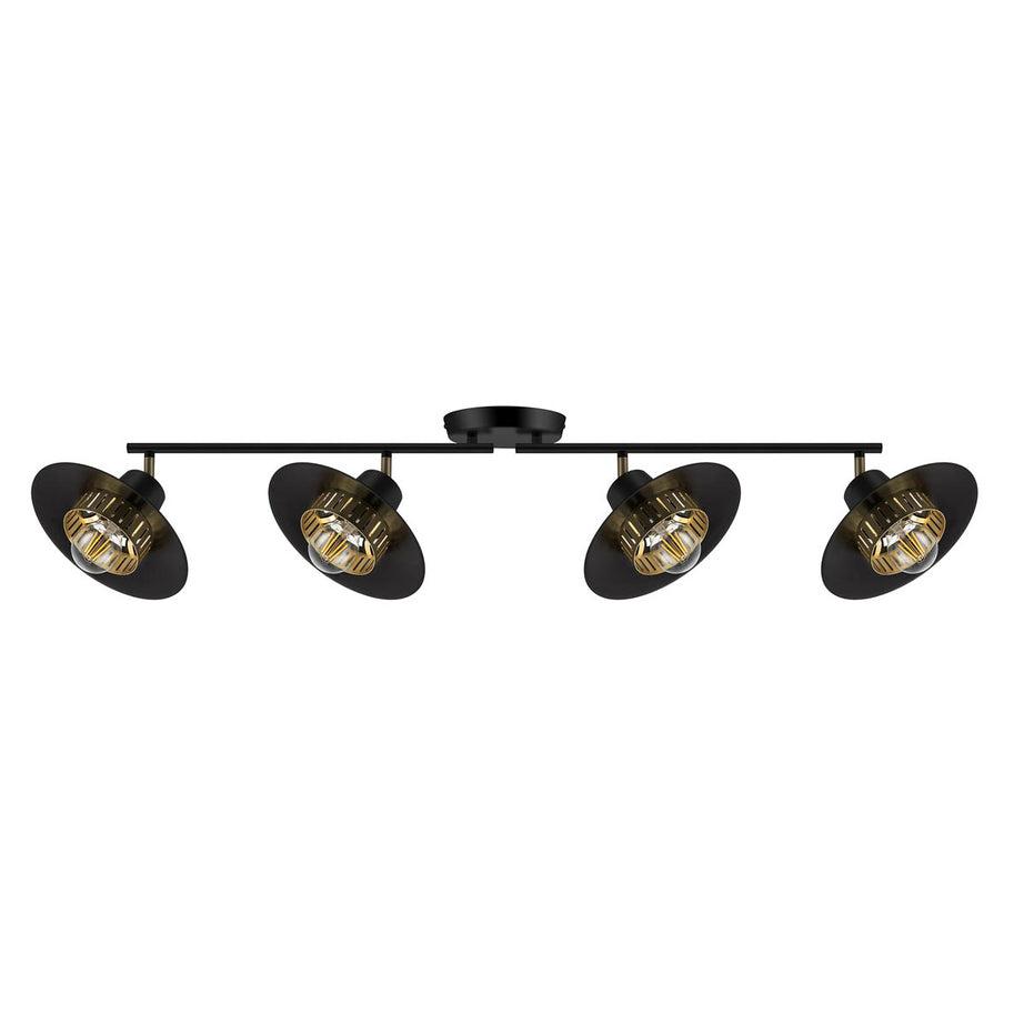 Ceiling Light 4 Lamp LED Tube Matt Metal Black Adjustable Heads Industrial - Image 3