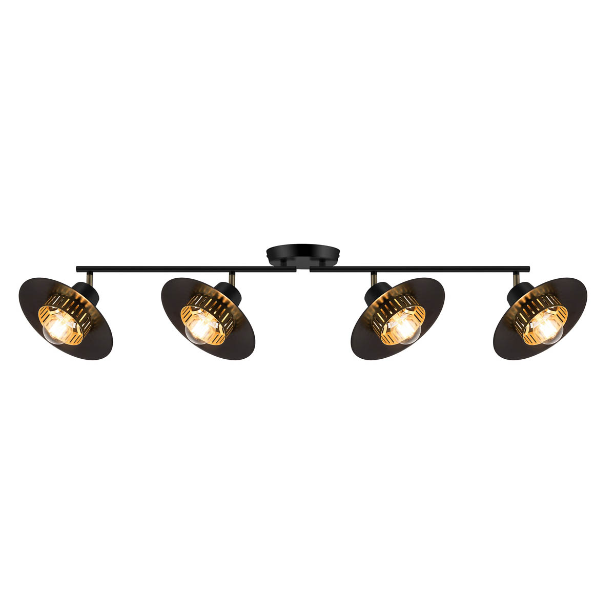 Ceiling Light 4 Lamp LED Tube Matt Metal Black Adjustable Heads Industrial - Image 1