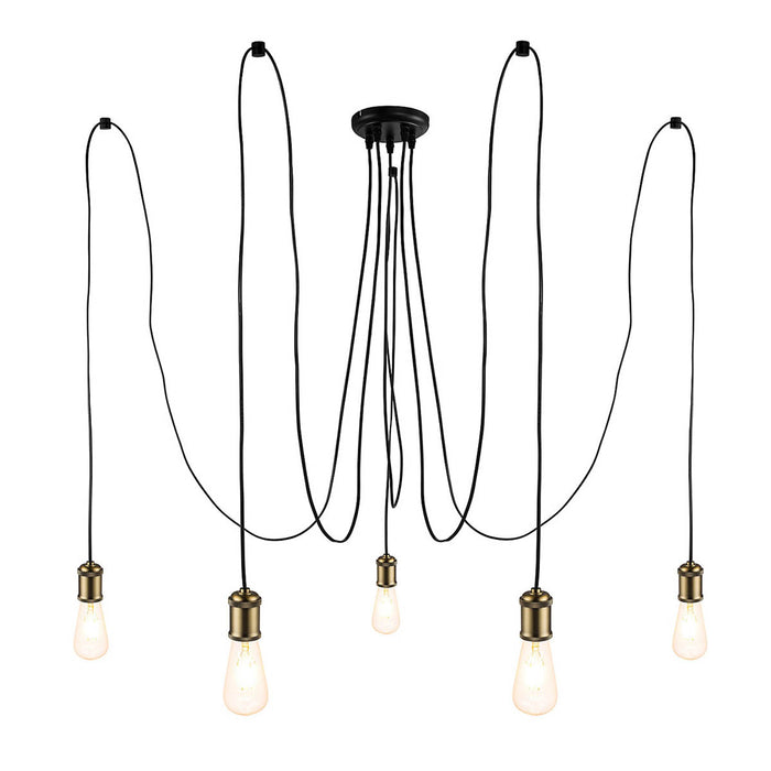 Pendant Ceiling Light Spider 5 Way Matt Black Antique Brass Multi Arm Dia2000mm - Image 3