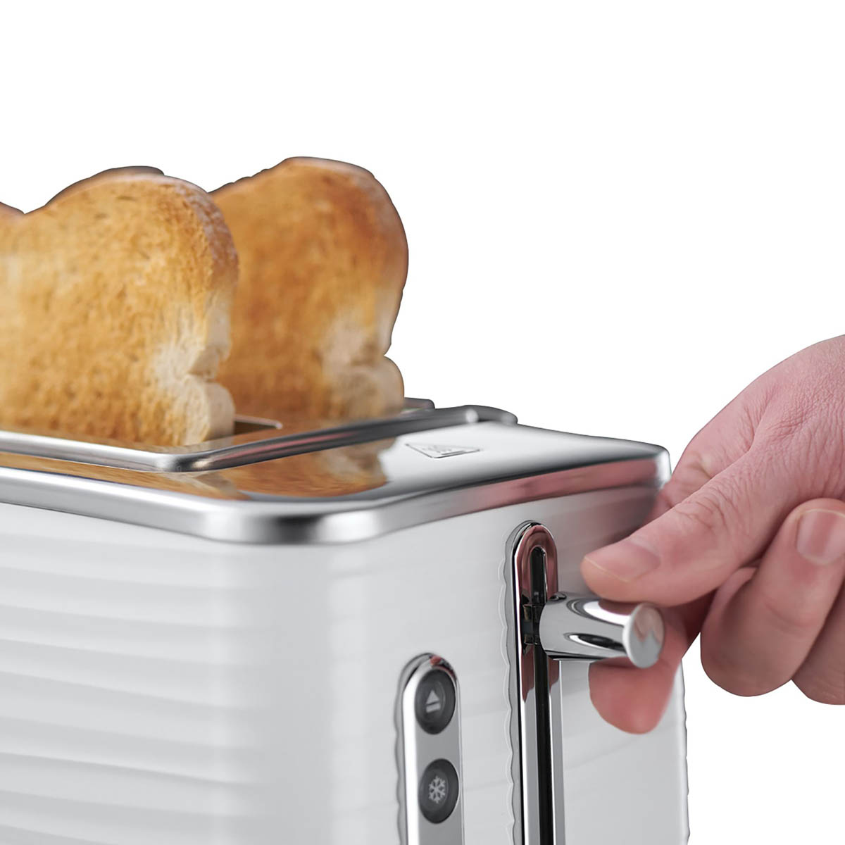 Russell Hobbs Toaster 2 Slice White Reheat Frozen Cancel Browning Crumb Tray - Image 3