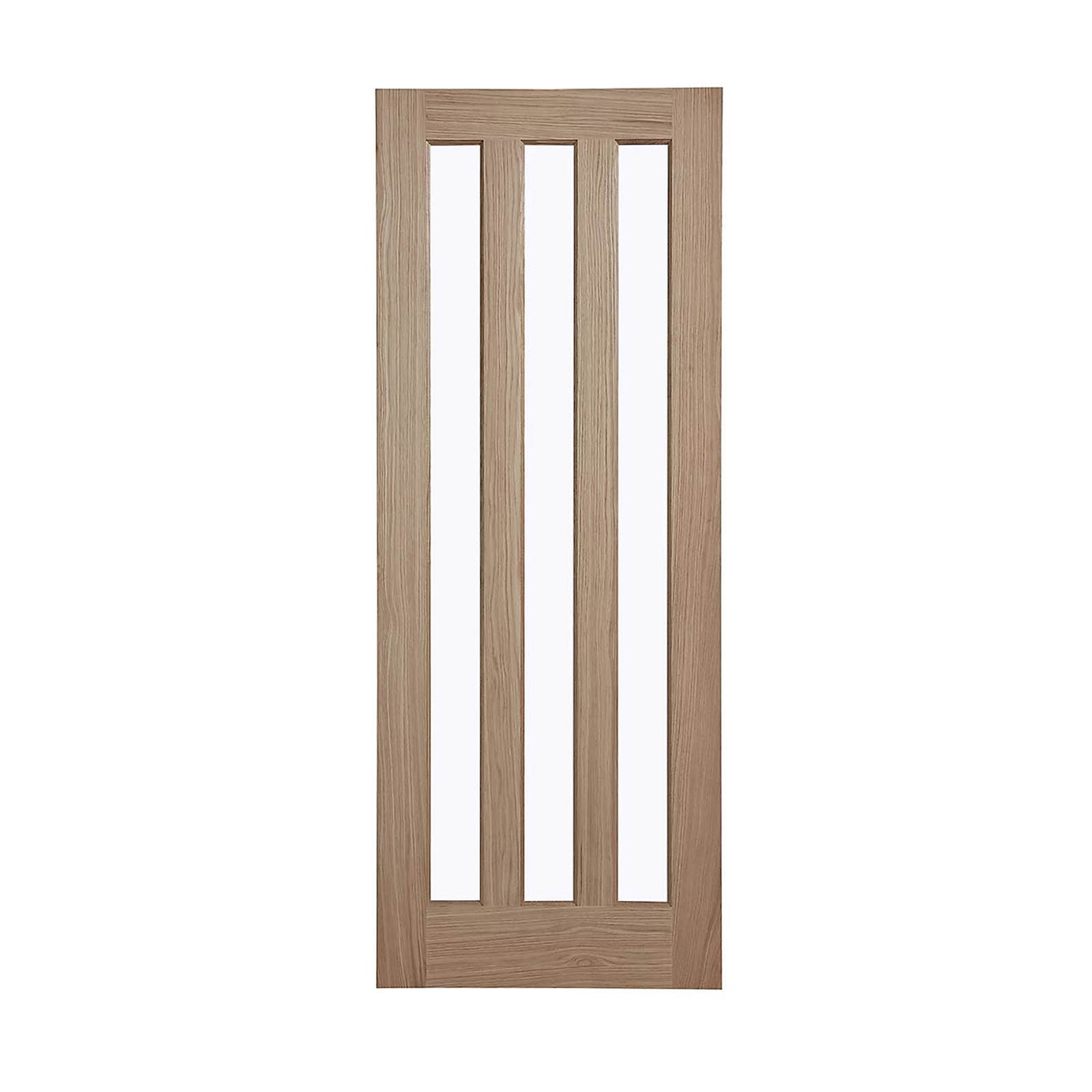 Fortia Vertical 3 Lite Clear Glazed Contemporary Natural Oak veneer Internal Timber Door, (H)1981mm (W)686mm (T)35mm - Image 1