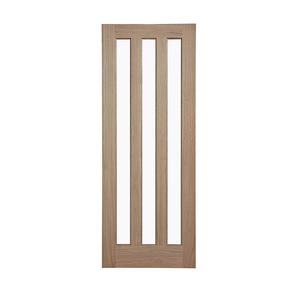 Fortia Vertical 3 Lite Clear Glazed Contemporary Natural Oak veneer Internal Timber Door, (H)1981mm (W)686mm (T)35mm - Image 1