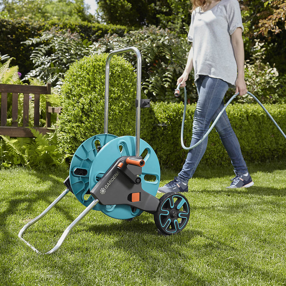 Hose Reel Trolley Freestanding Empty Cart Wheeled Medium Duty Right Left Handed - Image 2
