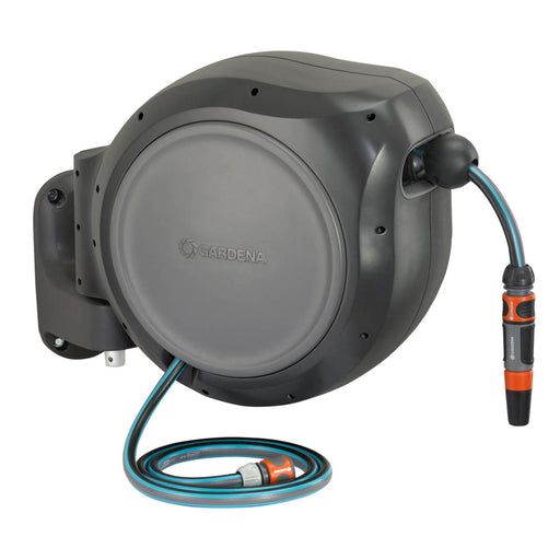 Garden Hose Reel Wall-Mounted Grey Automatic Retractable Rewind (L)30m - Image 1