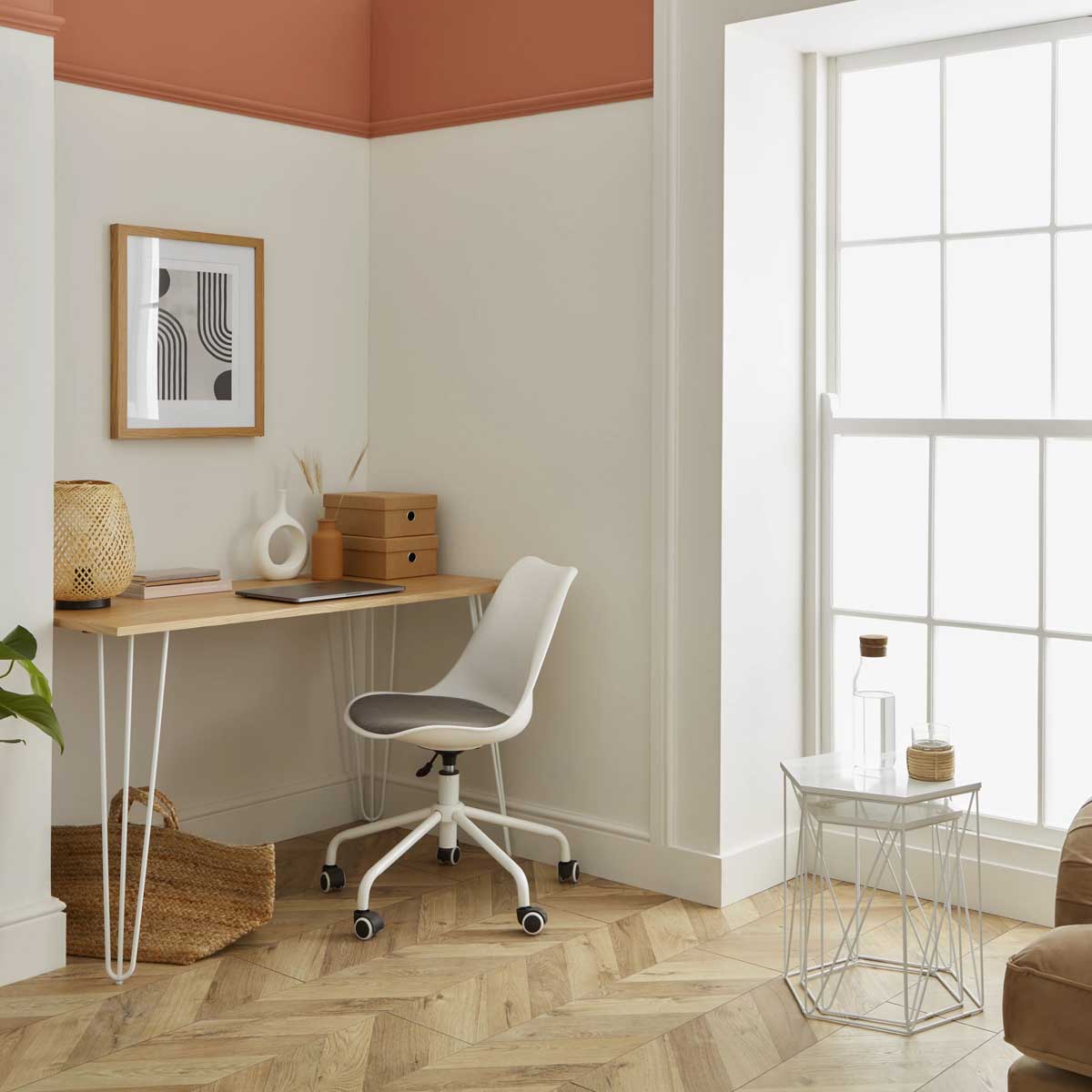 Computer Desk Industrial Office Furniture Modern Wood Oak Effect H73 W120 D60cm - Image 1