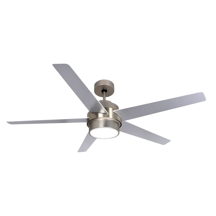 Ceiling Fan Light LED Variable White MDF Metal Brushed Chrome Effect Modern - Image 1