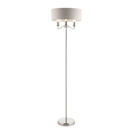 Floor Lamp Nickel Effect Elegant Modern Natural Light Shade Steel For Any Room - Image 1