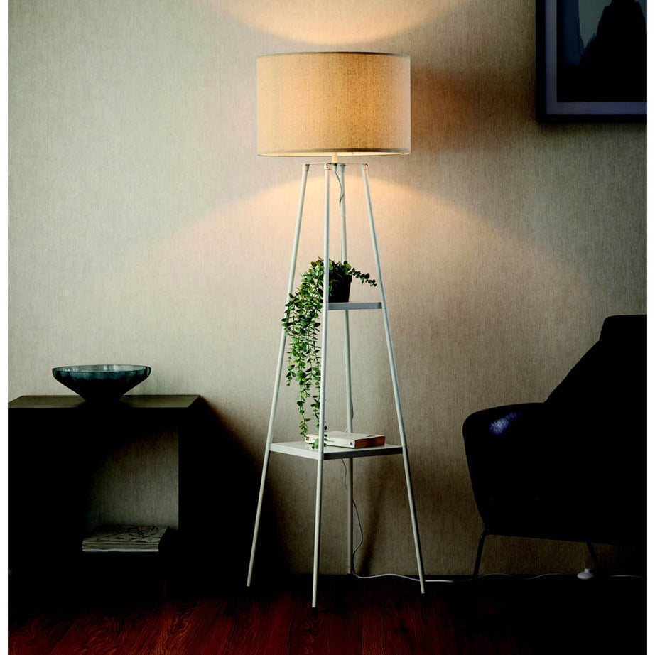 Floor Lamp With Shelf White Storage Display Modern Standing Lounge Light Home - Image 2