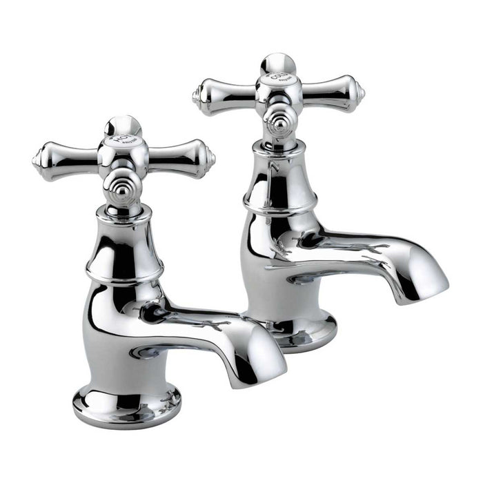 Bristan Pillar Taps Pair Double Deck Chrome Effect Scratch Resistant Traditional - Image 1