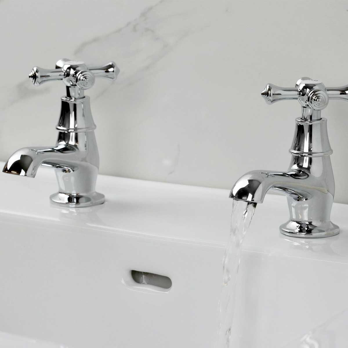 Bristan Pillar Taps Pair Double Deck Chrome Effect Scratch Resistant Traditional - Image 2