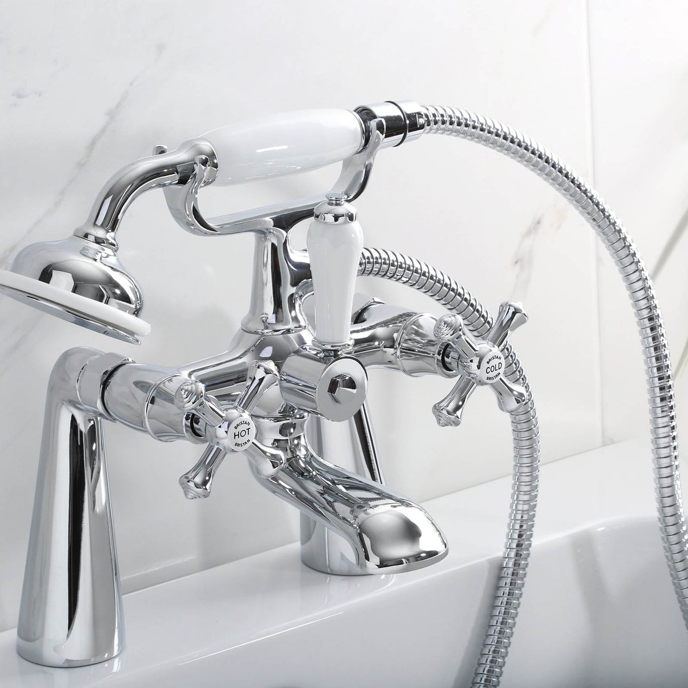 Bristan Bath Filler Mixer Shower Tap Chrome Dual Lever Cross Head Bathroom - Image 3