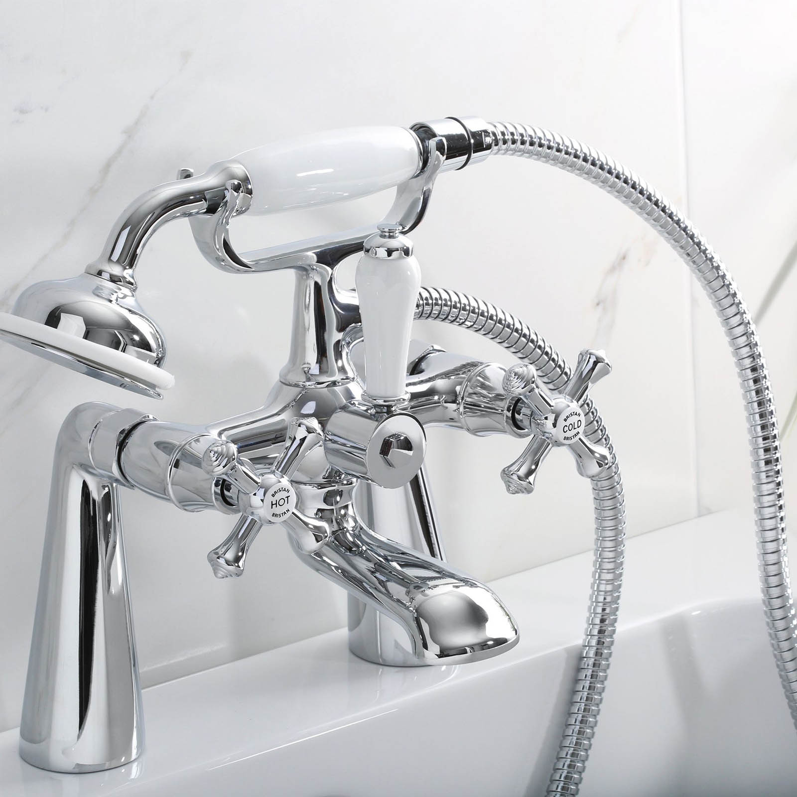 Bristan Bath Filler Mixer Shower Tap Chrome Dual Lever Cross Head Bathroom - Image 3