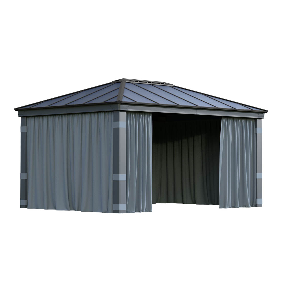 Gazebo Curtains Net Panels Grey Outdoor Lightweight Pack of 4 (L)2120 (W)4400mm - Image 1