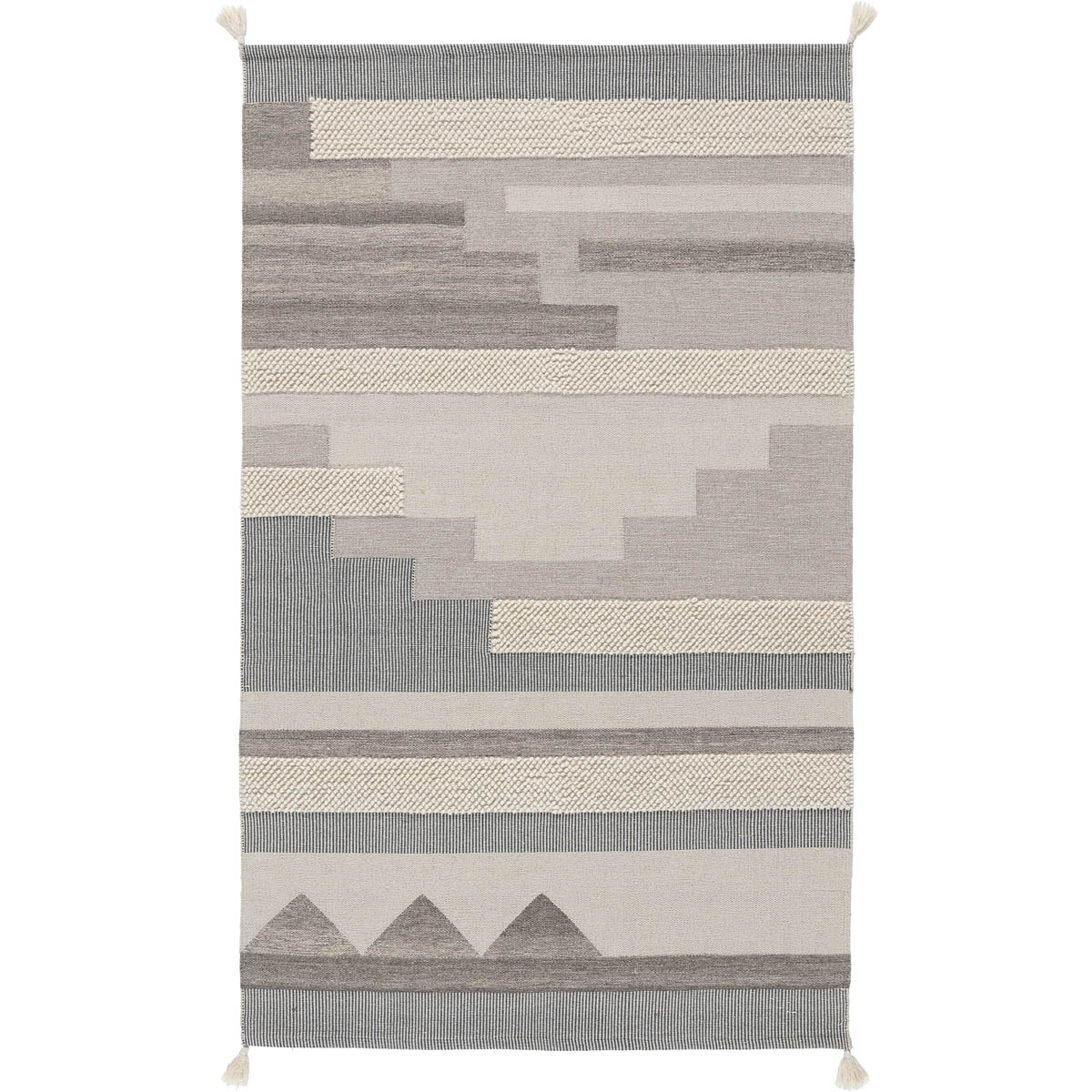 Floor Rug Medium Brunel Grey Striped Indoor Hand Woven (L)170 x (W)120cm - Image 1