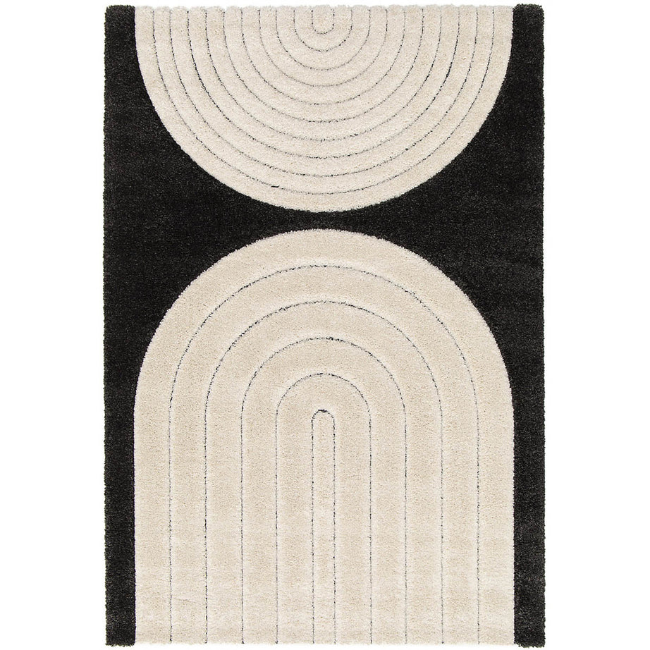 Medium Rug Black White Geometric Indoor Textured Modern (L)170 x (W)120cm - Image 1