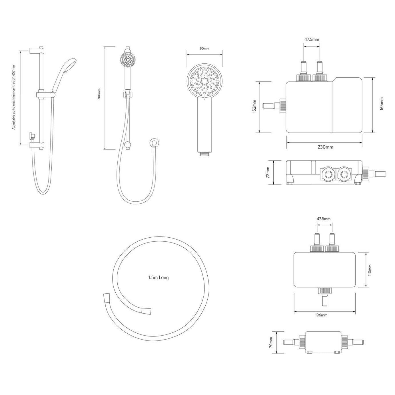 Aqualisa Smart Mixer Shower Thermostatic Concealed 4 Spray Pattern Dual Head - Image 3