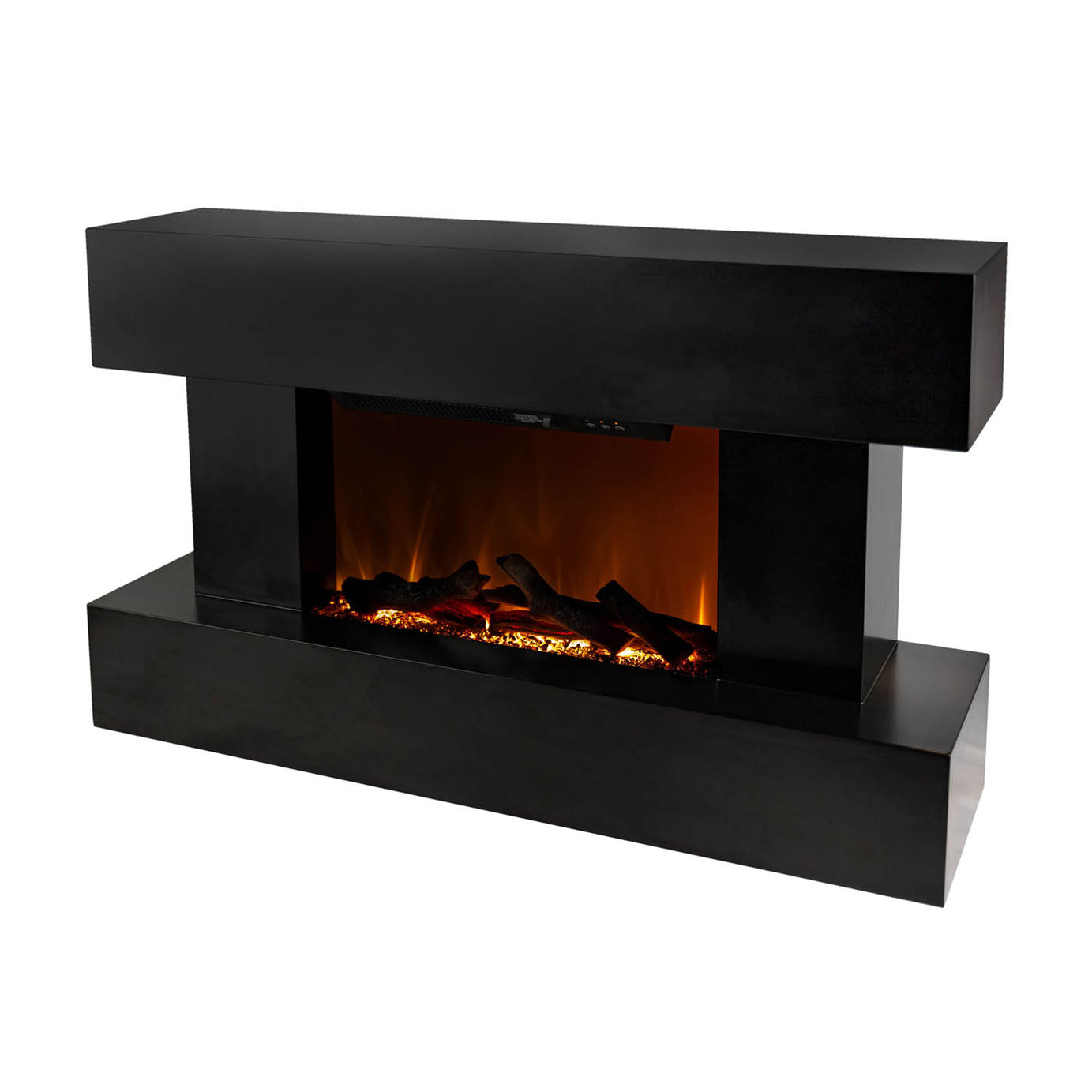 Focal Point Electric Fire 2kW Gloss Black Fireplace Log Effect Wall Mounted - Image 1