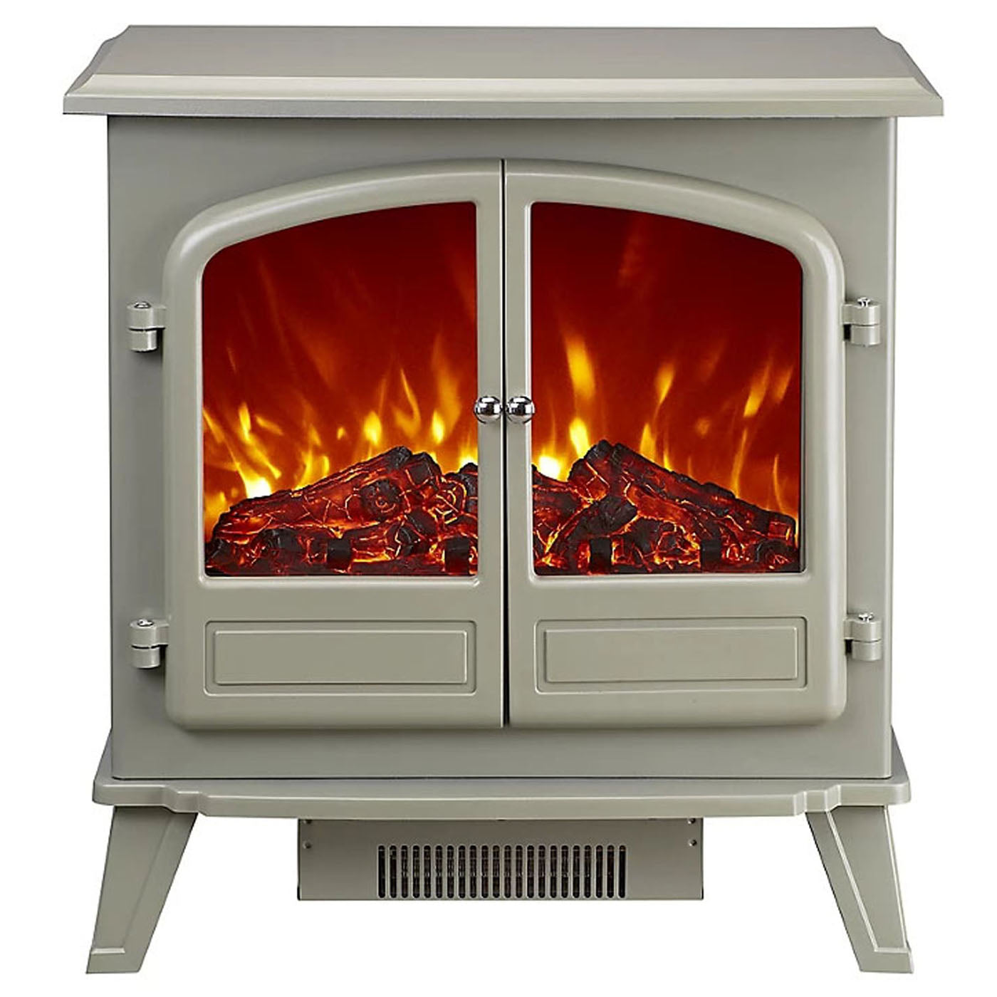 Focal Point Electric Stove Weybourne Matt Sage Grey Heater Log Effect 1.85kW - Image 2