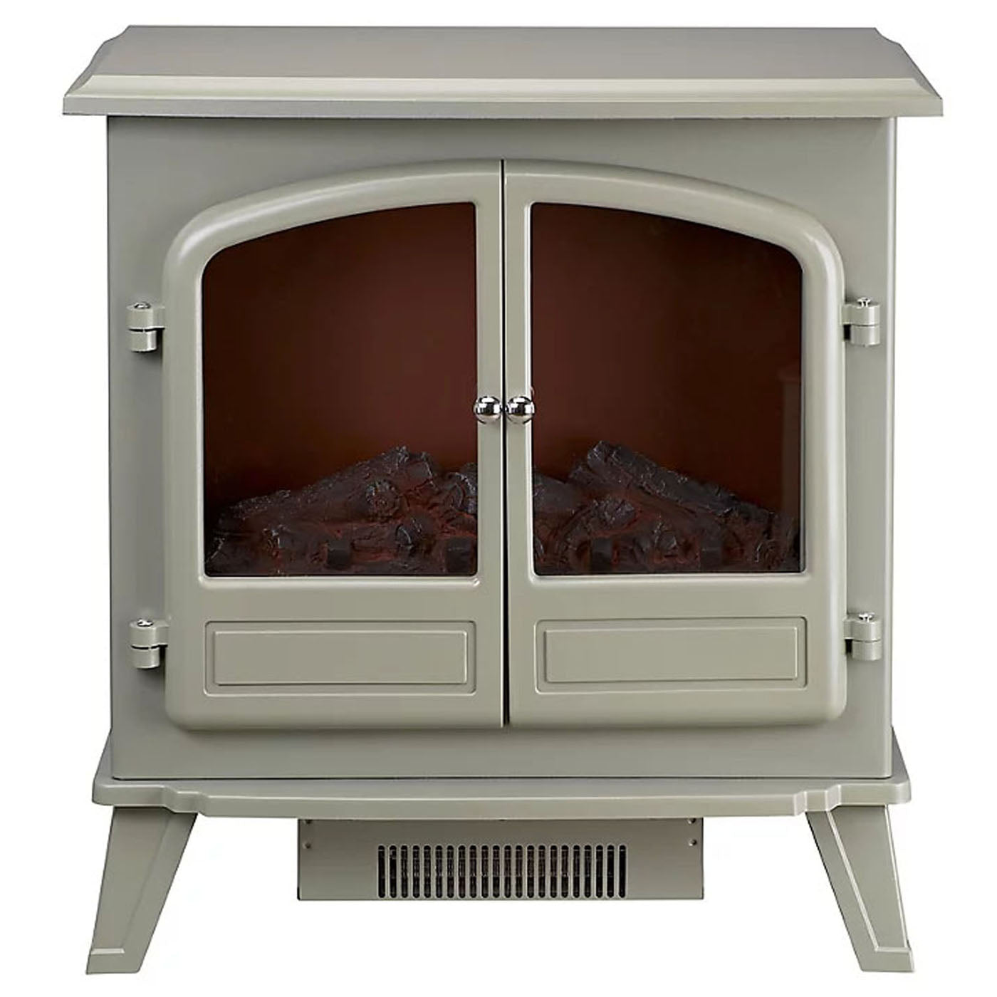 Focal Point Electric Stove Weybourne Matt Sage Grey Heater Log Effect 1.85kW - Image 6
